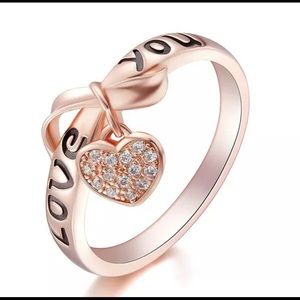 NEW! DIANTY ROSE GOLD “LOVE YOU”💗HEART CHARM RING